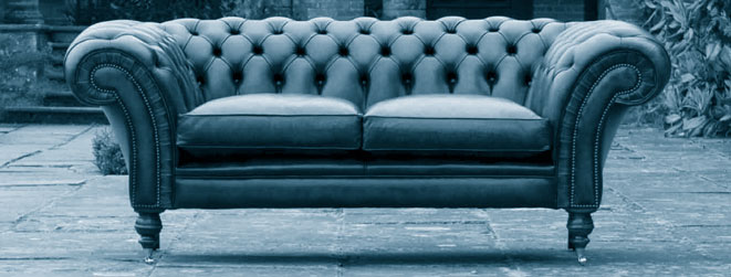 Chesterfield-Sofa neu bezogen mit robustem Rindesleder